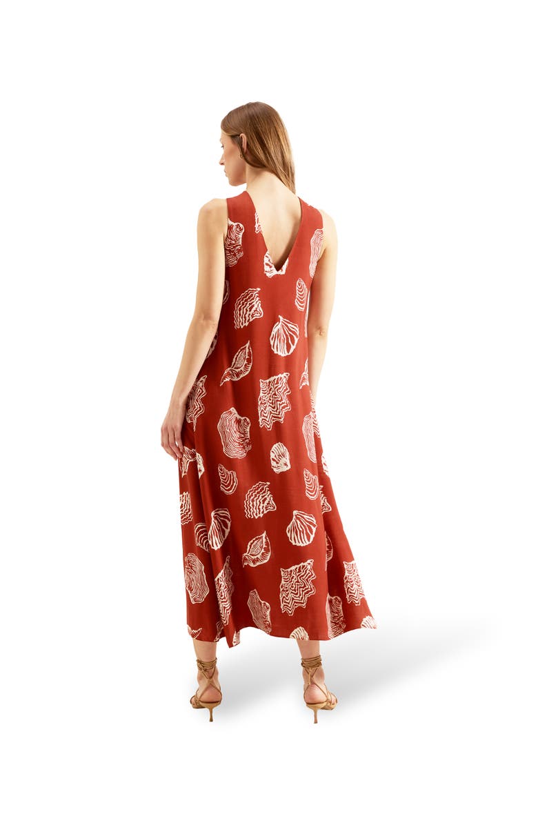 Ro&Zo Shell Print Twist Neck Dress, Alternate, color, Rust