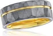 BLACKJACK Men's Hammered Two-Tone Ring
