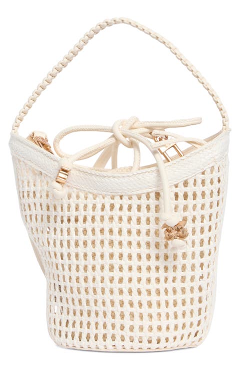 Marcie Open Weave Small Bucket Crossbody Bag