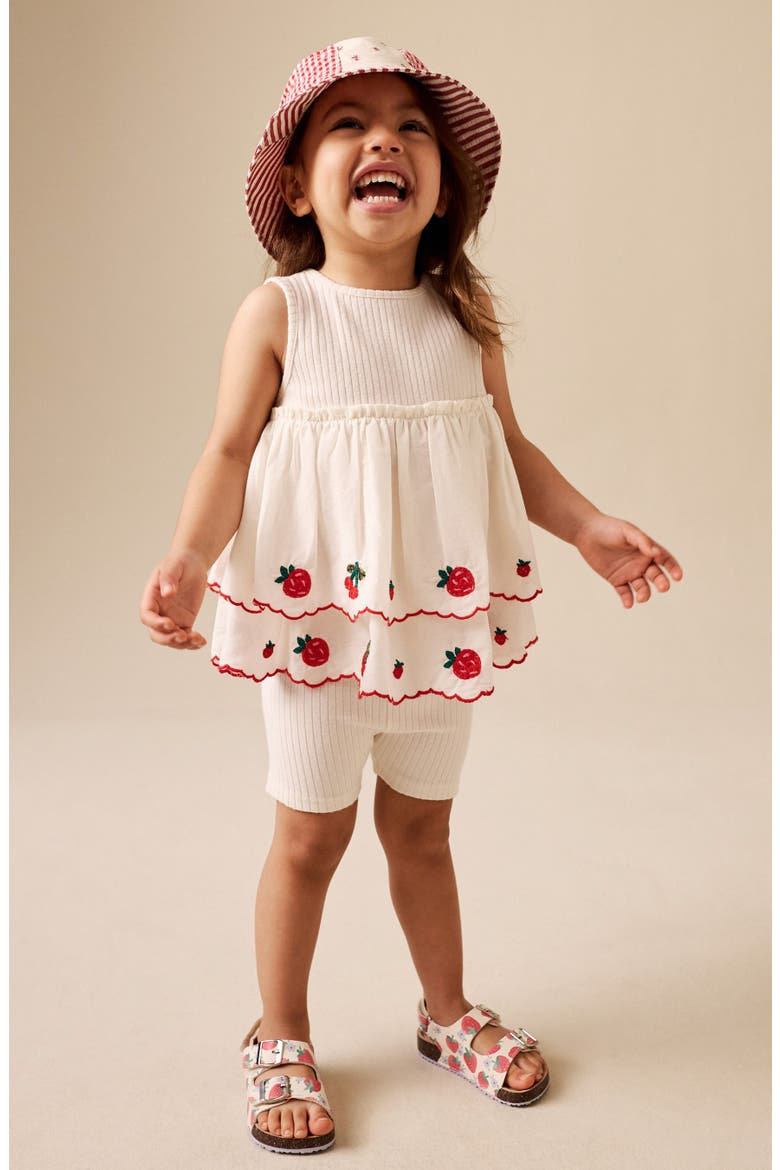 Kids' Frill Tank & Bike Shorts Set, Alternate, color, WHITE