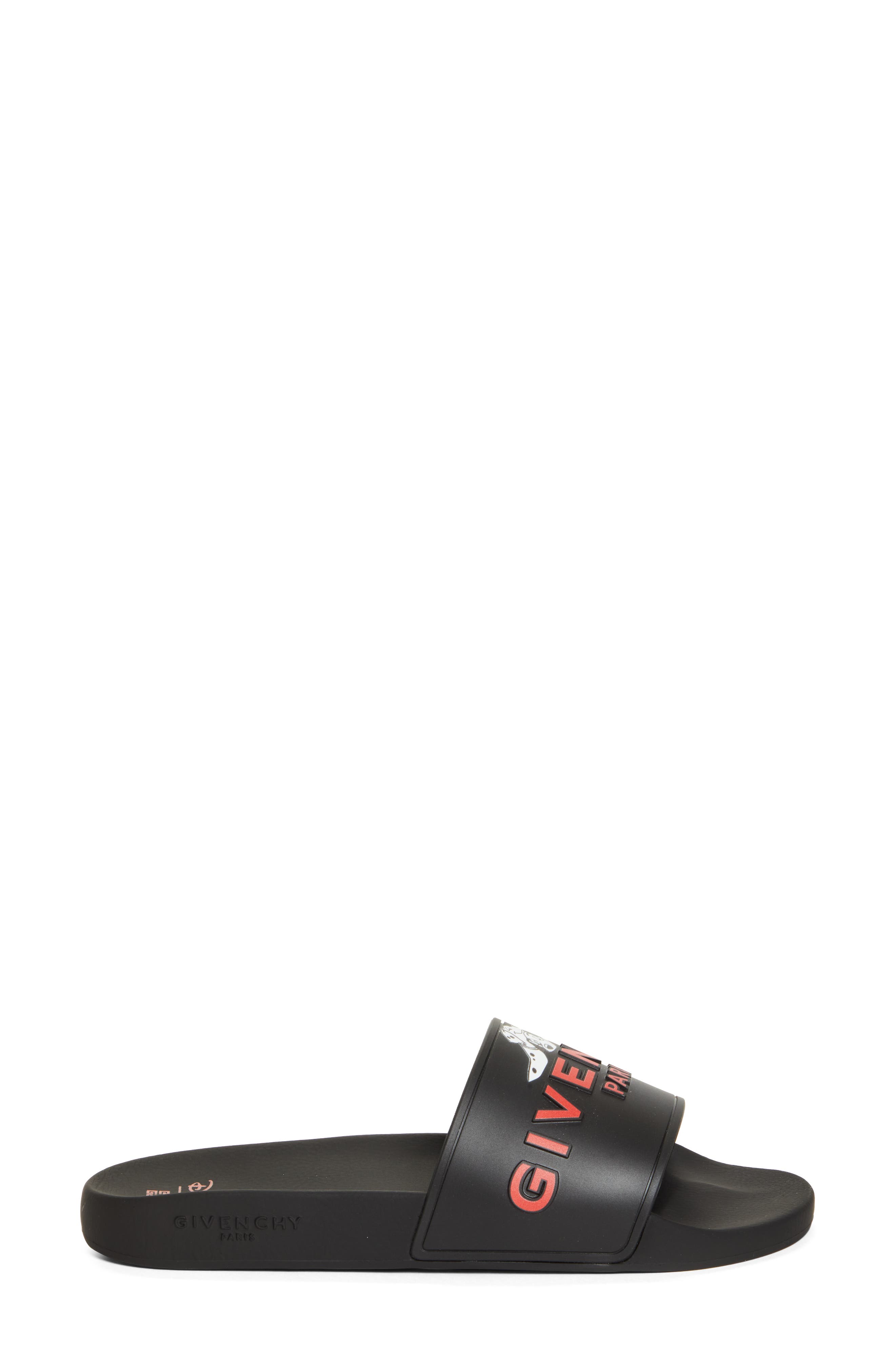 Disney x Givenchy '101 Dalmatians' Logo Slide Sandal, Alternate, color, BLACK/ WHITE/ RED