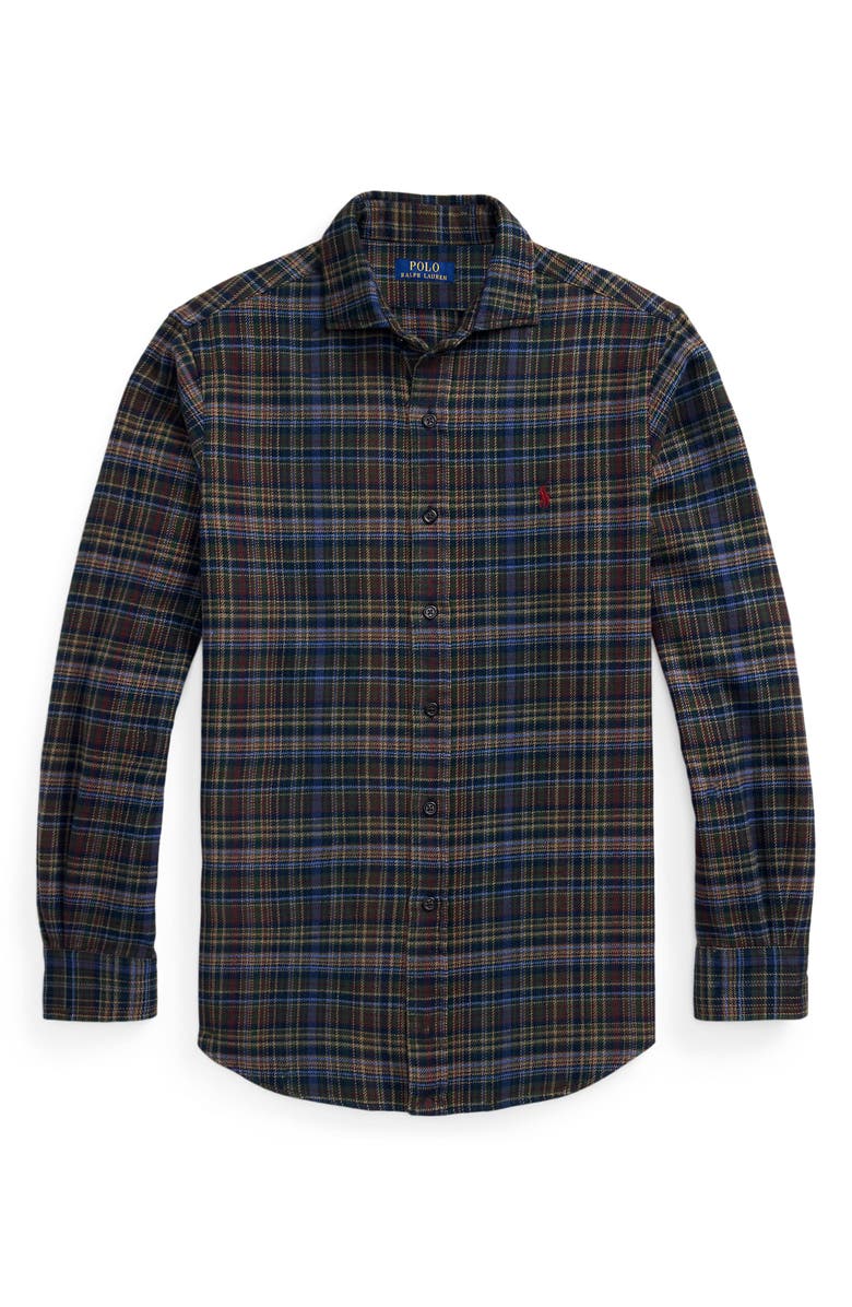 Polo Ralph Lauren Classic Fit Brushed Flannel Button-Up Shirt, Alternate, color, Dark Green/ Plaid Multi