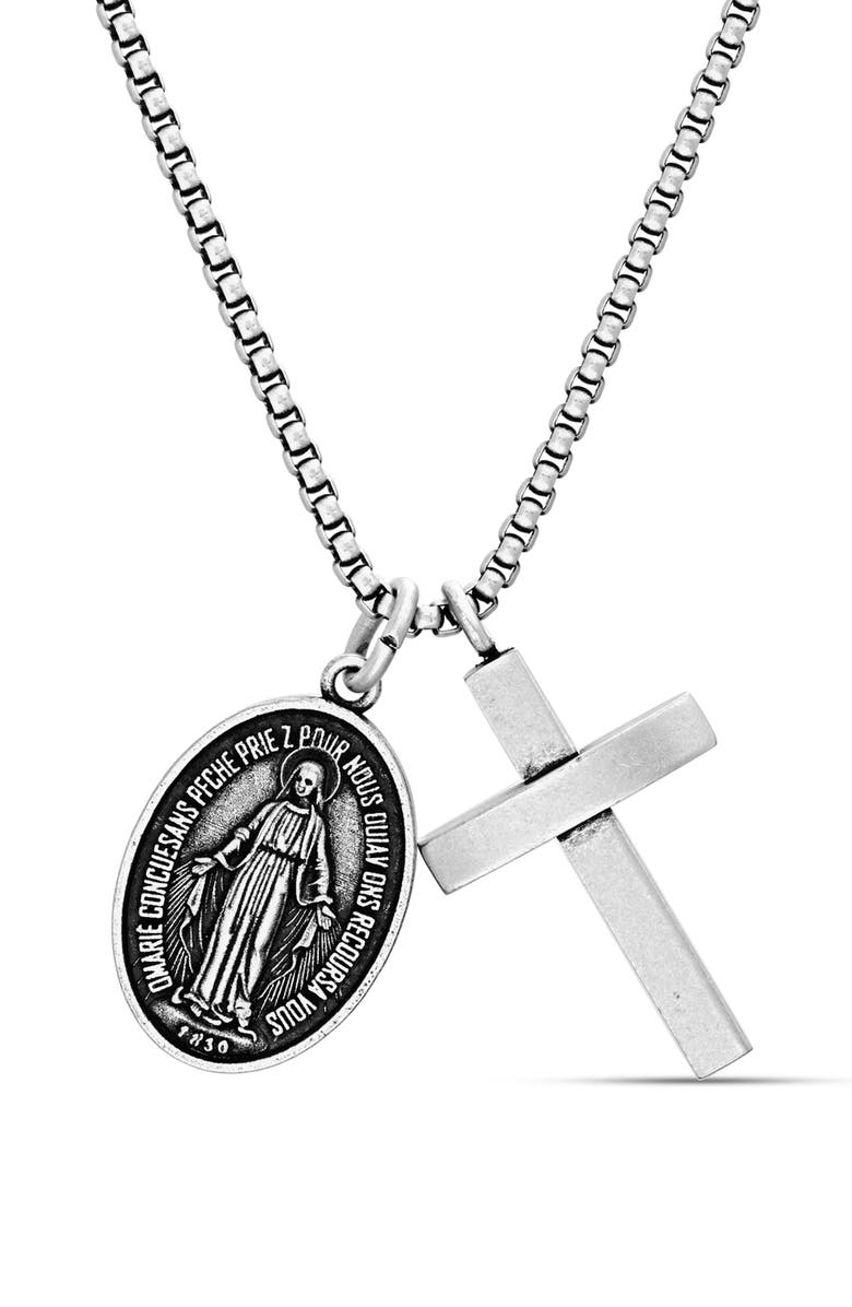 Steve Madden Cross Medallion Pendant Necklace, Main, color,