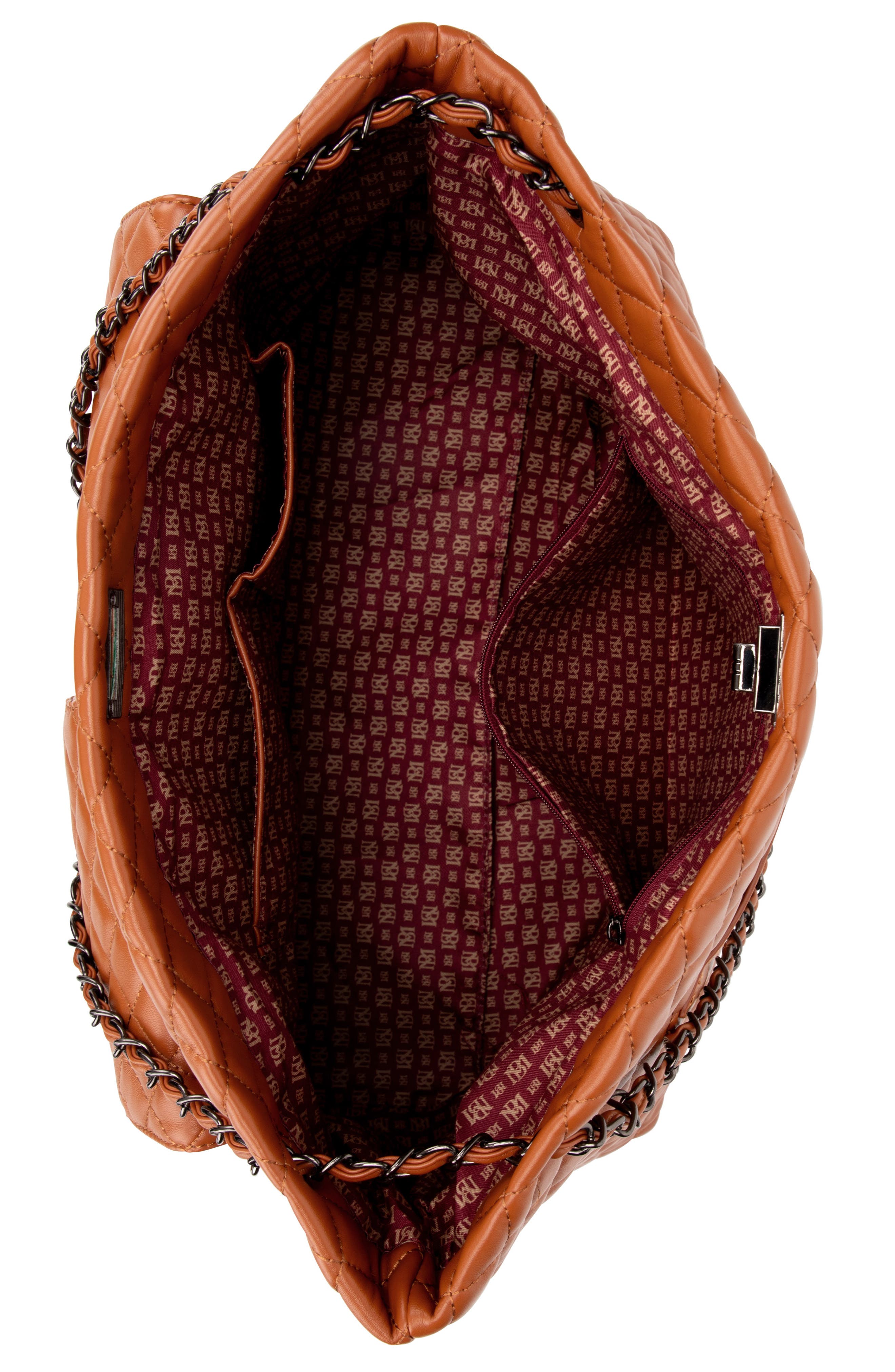 BADGLEY MISCHKA Diana Quilted Vegan Leather Weekender Duffel Bag, Alternate, color, Brown