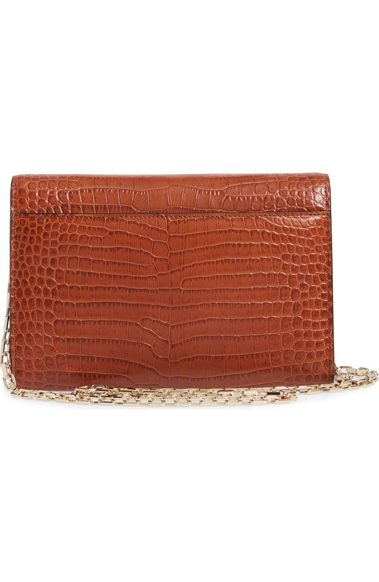 Jimmy Choo Varenne Croc Embossed Leather Clutch, Alternate, color, Cuoio