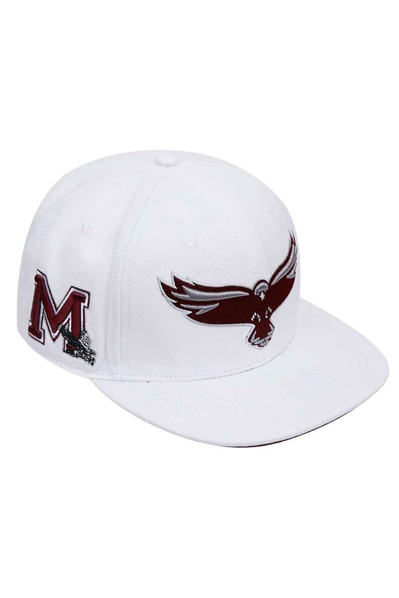 Men's Pro Standard White Maryland Eastern Shore Hawks Mascot Evergreen Wool Snapback Hat, Main, color, White