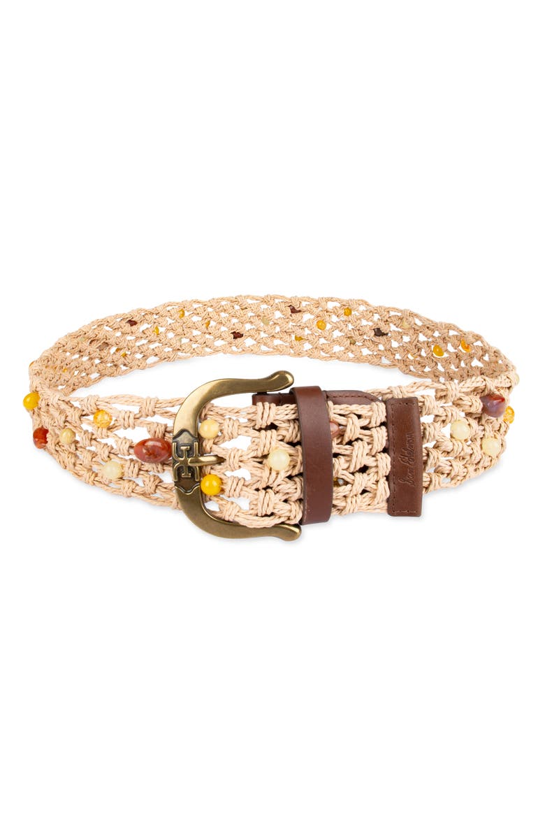 Sam Edelman Bead Raffia Macramé Belt, Main, color, Natural