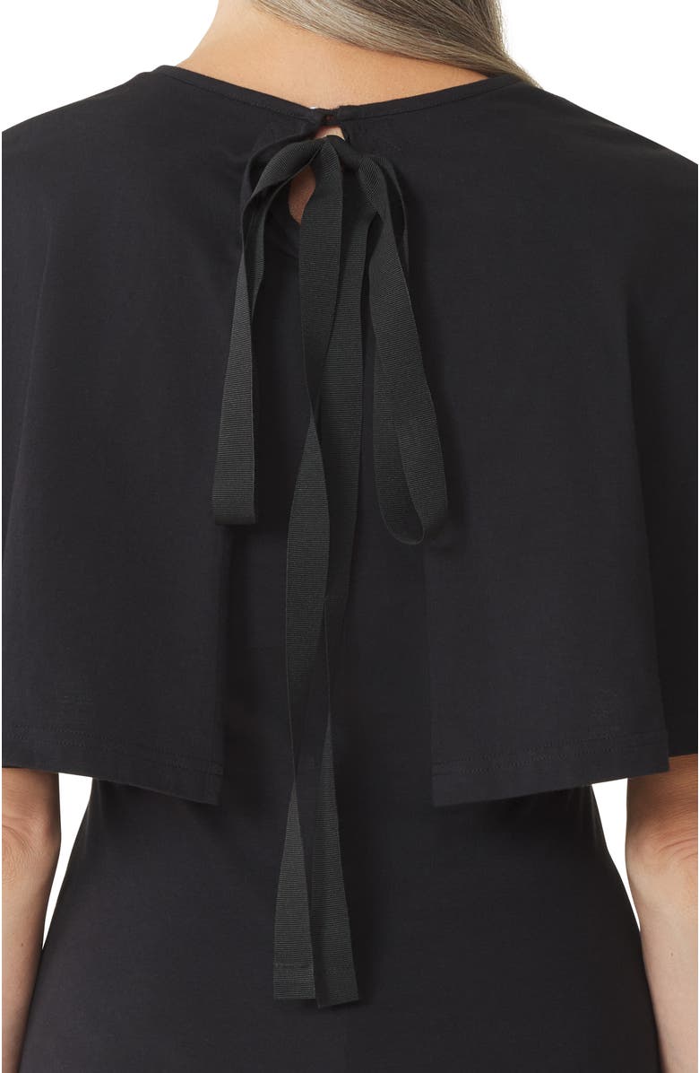 Lanvin Cape T-Shirt In Cotton And Silk, Alternate, color, Black