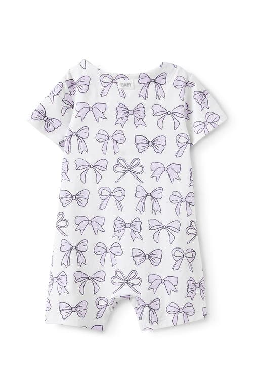 Cotton On Kids The Billie Short Sleeve Zip Romper In Vintage Lilac Sketchy Bows