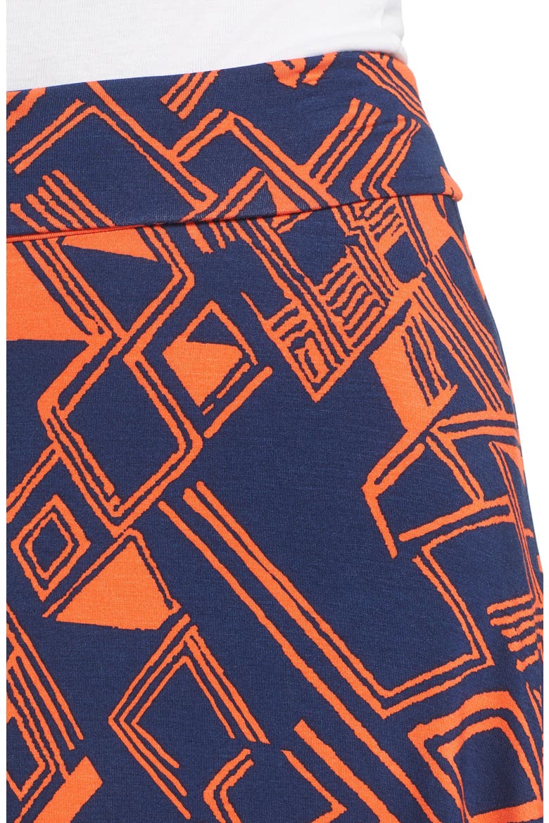 Geo Print Roll Top Skirt, Alternate, color, NAVY/ ORANGE