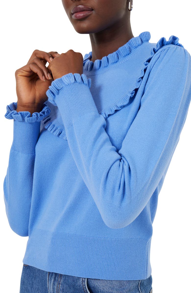 French Connection Ruffle Trim Sweater, Alternate, color,