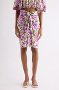 Chloé Rose Print Gathered Silk Satin Skirt