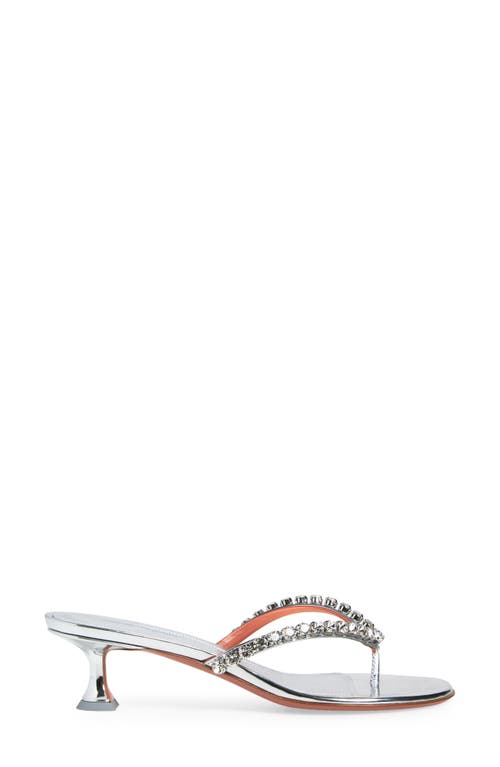 Amina Muaddi Gigi Metallic Crystal Strap Kitten Heel Sandal In Multi