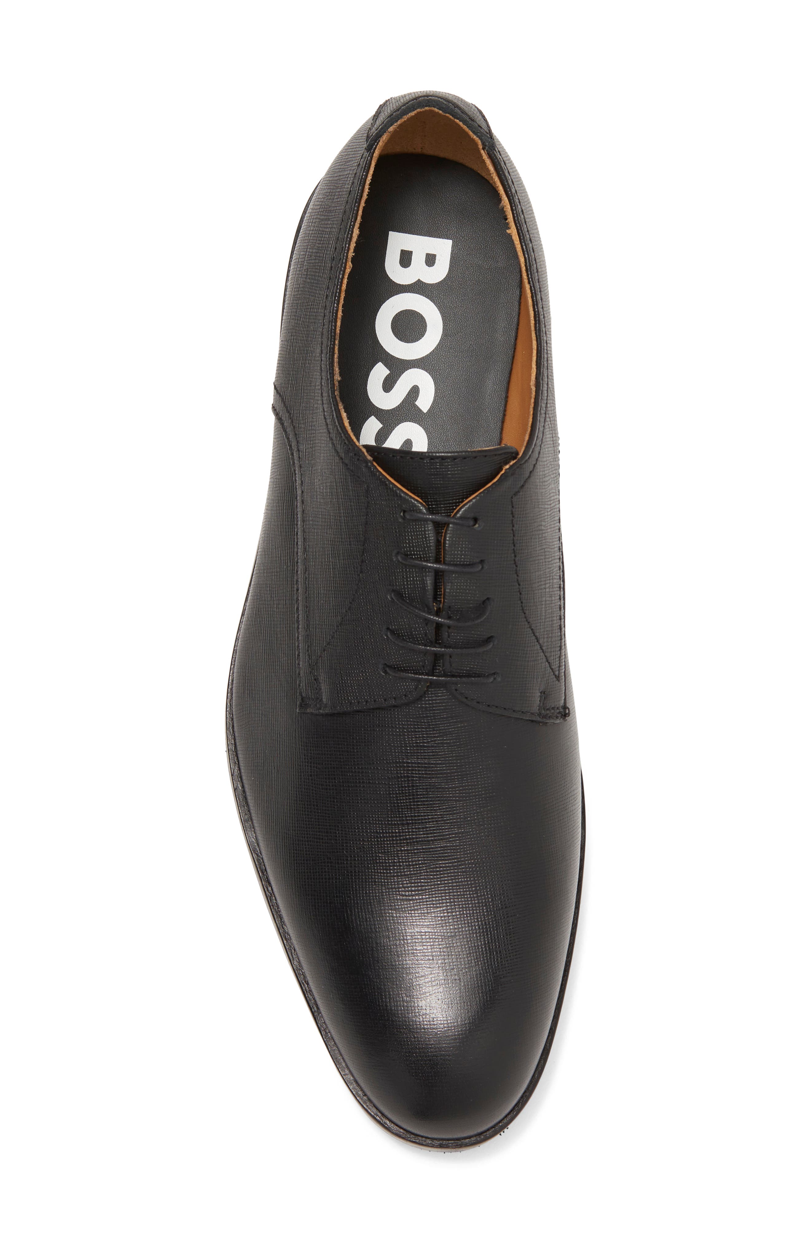 Textured Plain Toe Derby, Alternate, color, BLK