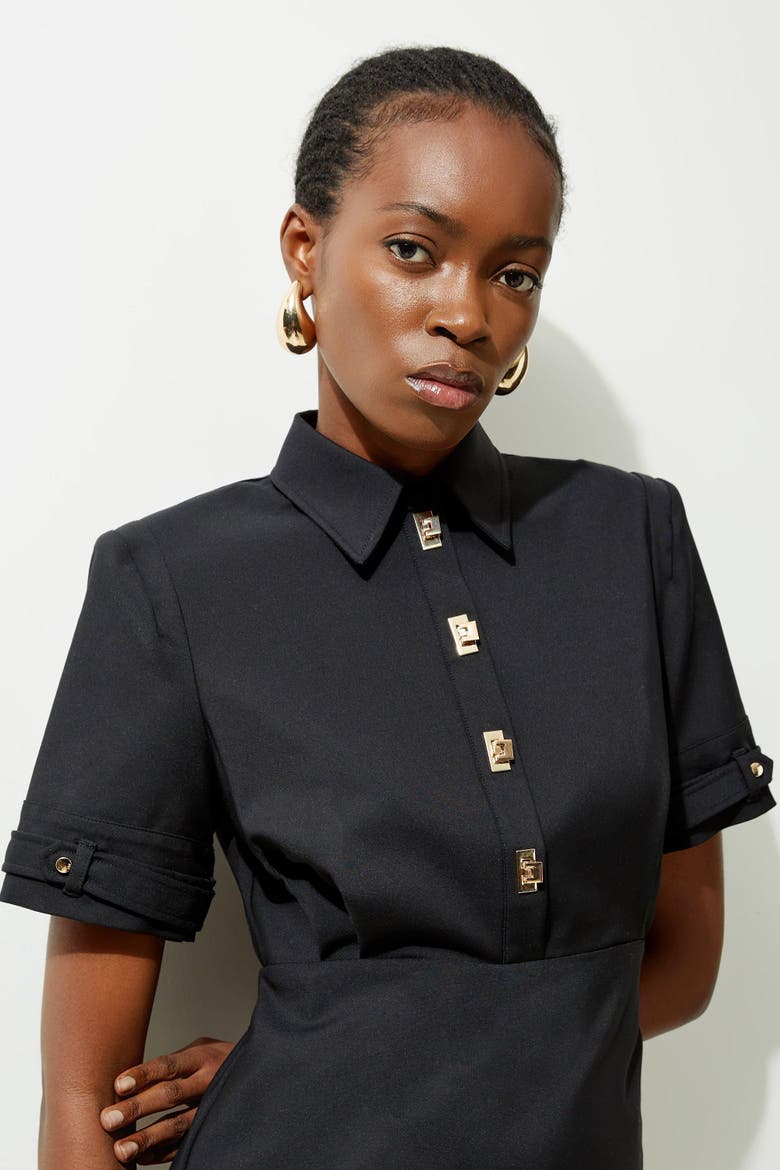 Techno Shirt Dress With Gold Hardware, Alternate, color, Black