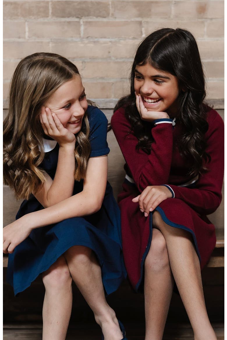 Girls' Organic Henley Sweater Dress, Toddler, Alternate, color, Oxblood with Tipping