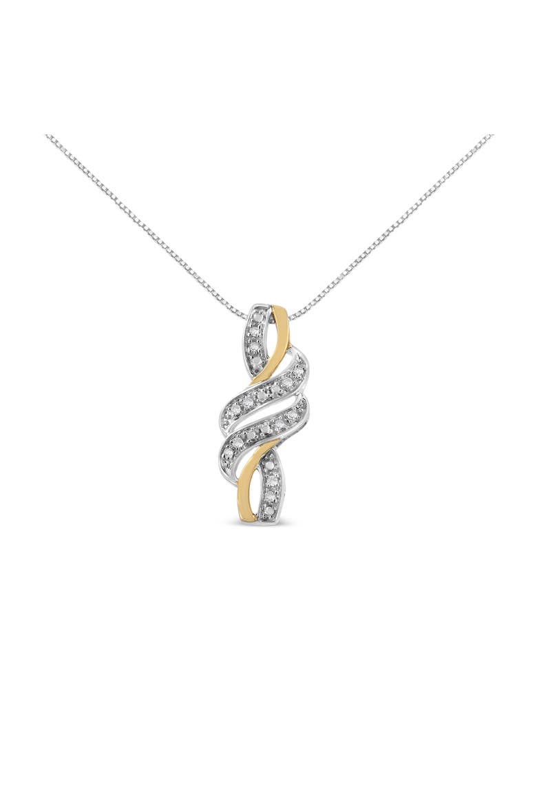 10K Yellow Gold Plated Silver 1/20 cttw Round Cut Diamond Swirl Pendant Necklace, Alternate, color, Yellow