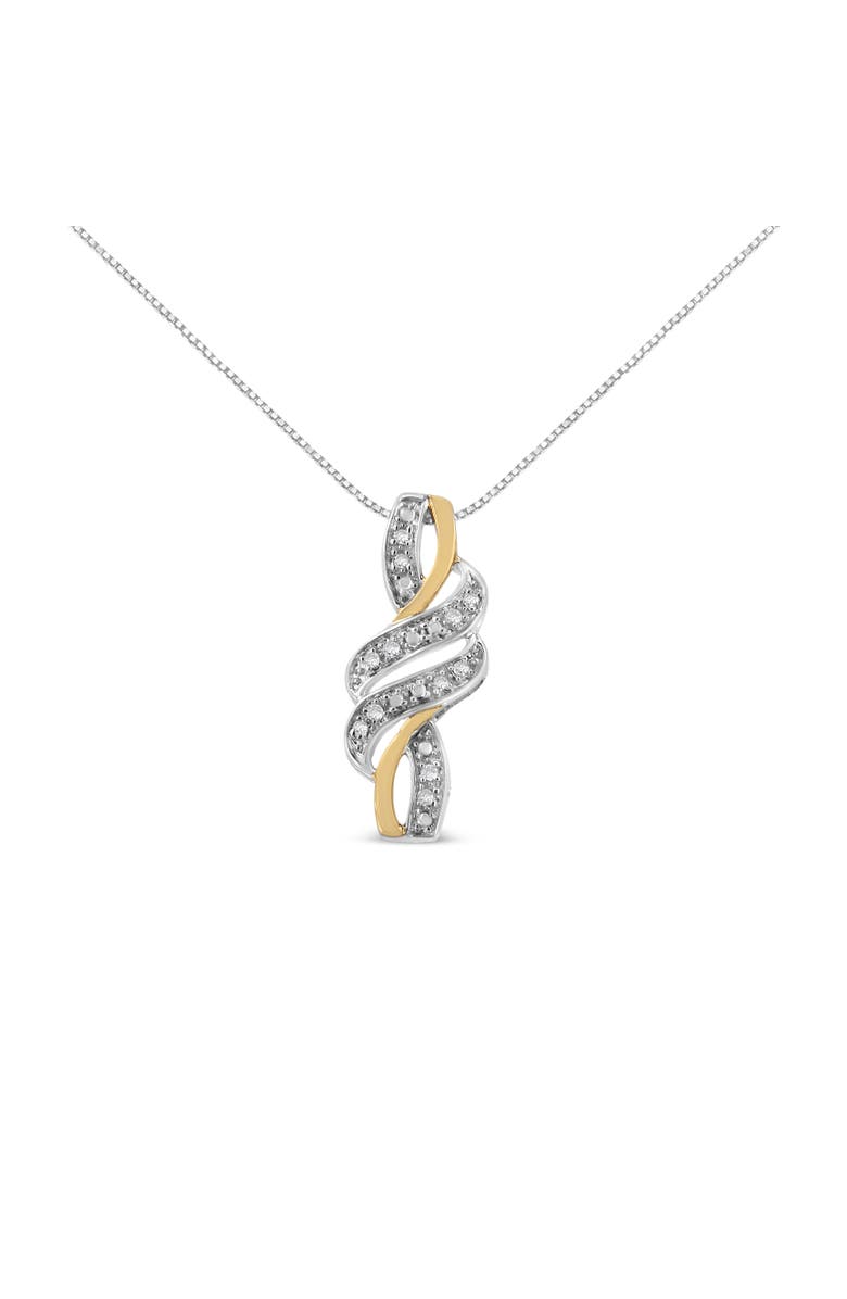 Haus of Brilliance 10K Yellow Gold Plated Silver 1/20 cttw Round Cut Diamond Swirl Pendant Necklace, Alternate, color, Yellow