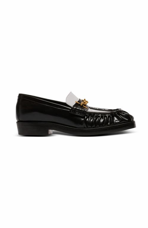 Balmain Sync Glazed Leather Loafers In Black