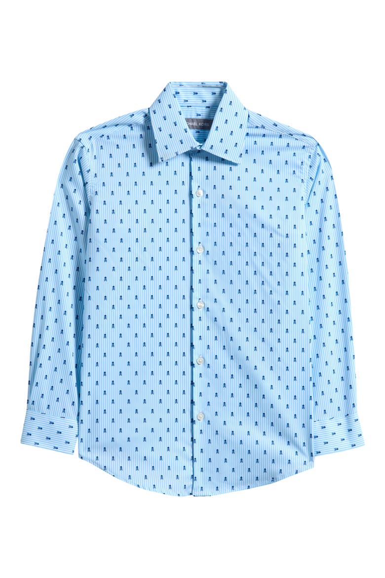 Kids' Skull Print Dress Shirt, Main, color, BLUE WHITE