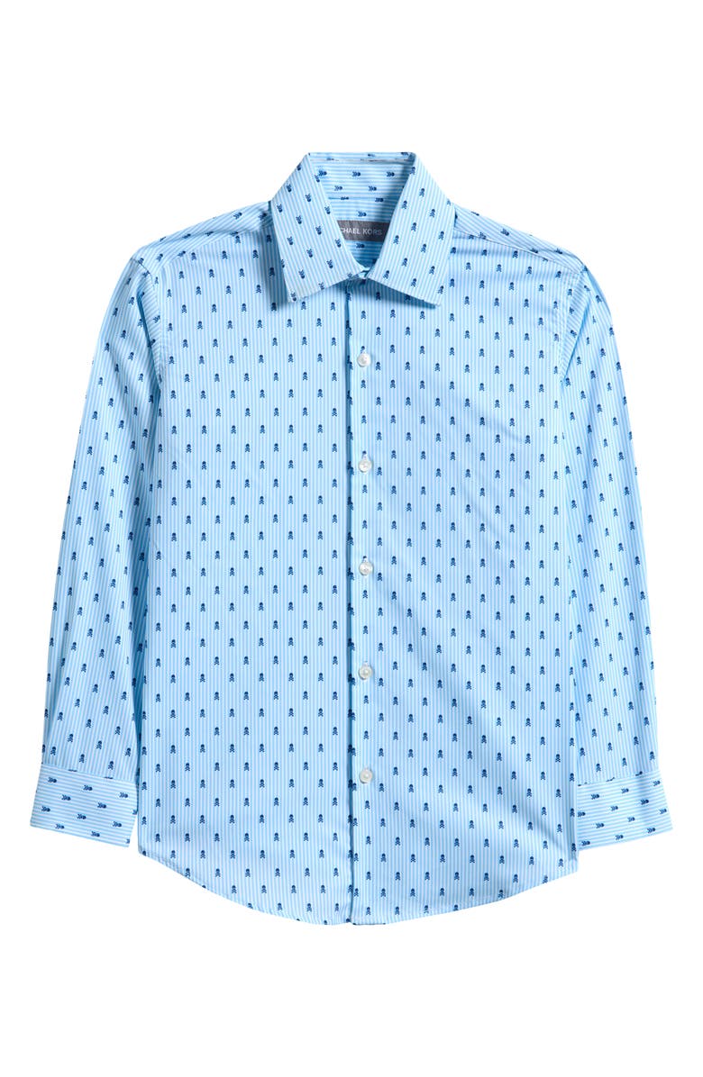 Michael Kors Kids' Skull Print Dress Shirt, Main, color, Blue White