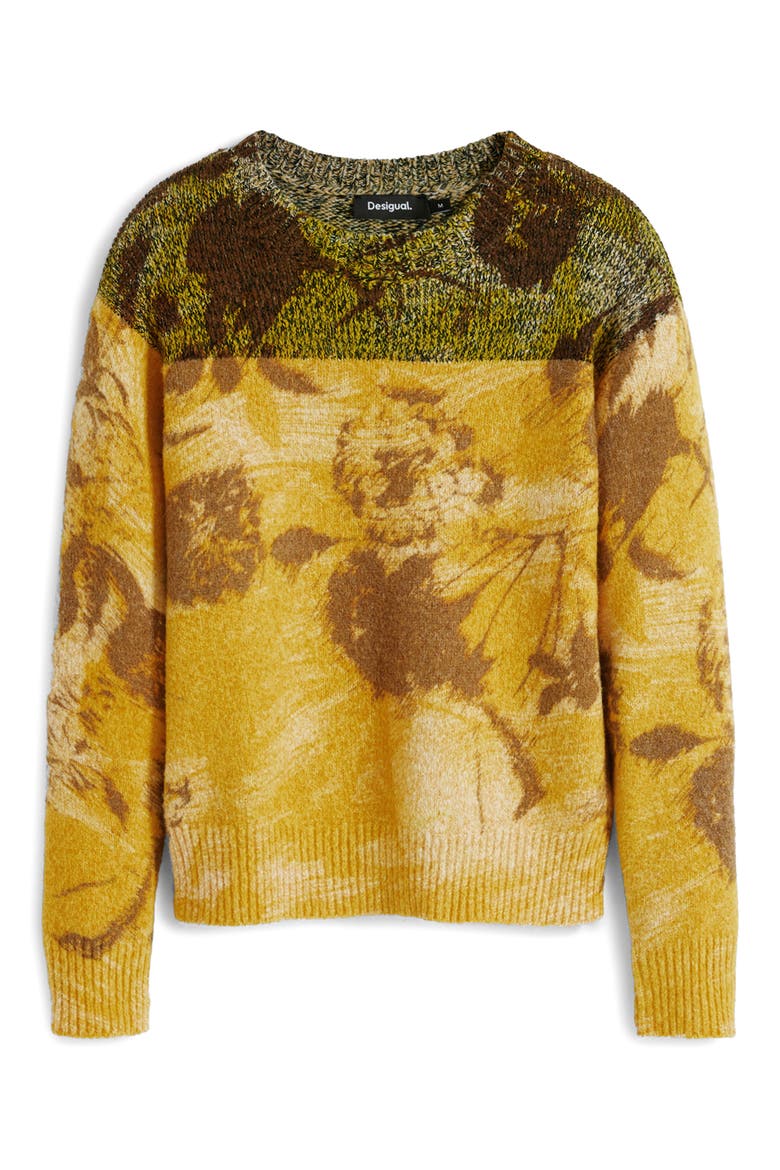 Abstract Floral Sweater, Alternate, color, YELLOW