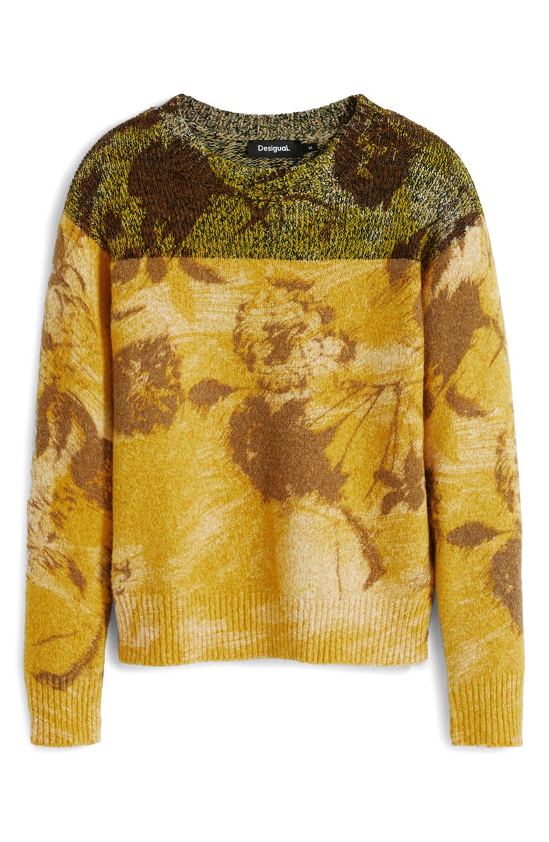 Desigual Abstract Floral Sweater, Alternate, color, Yellow