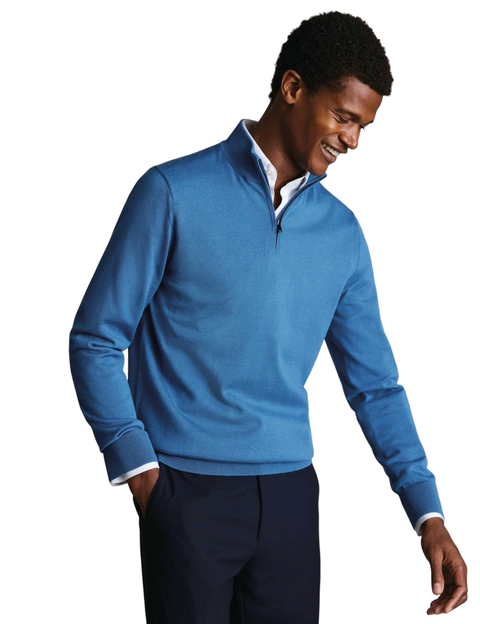 Merino Zip Neck Long Sleeve Sweater