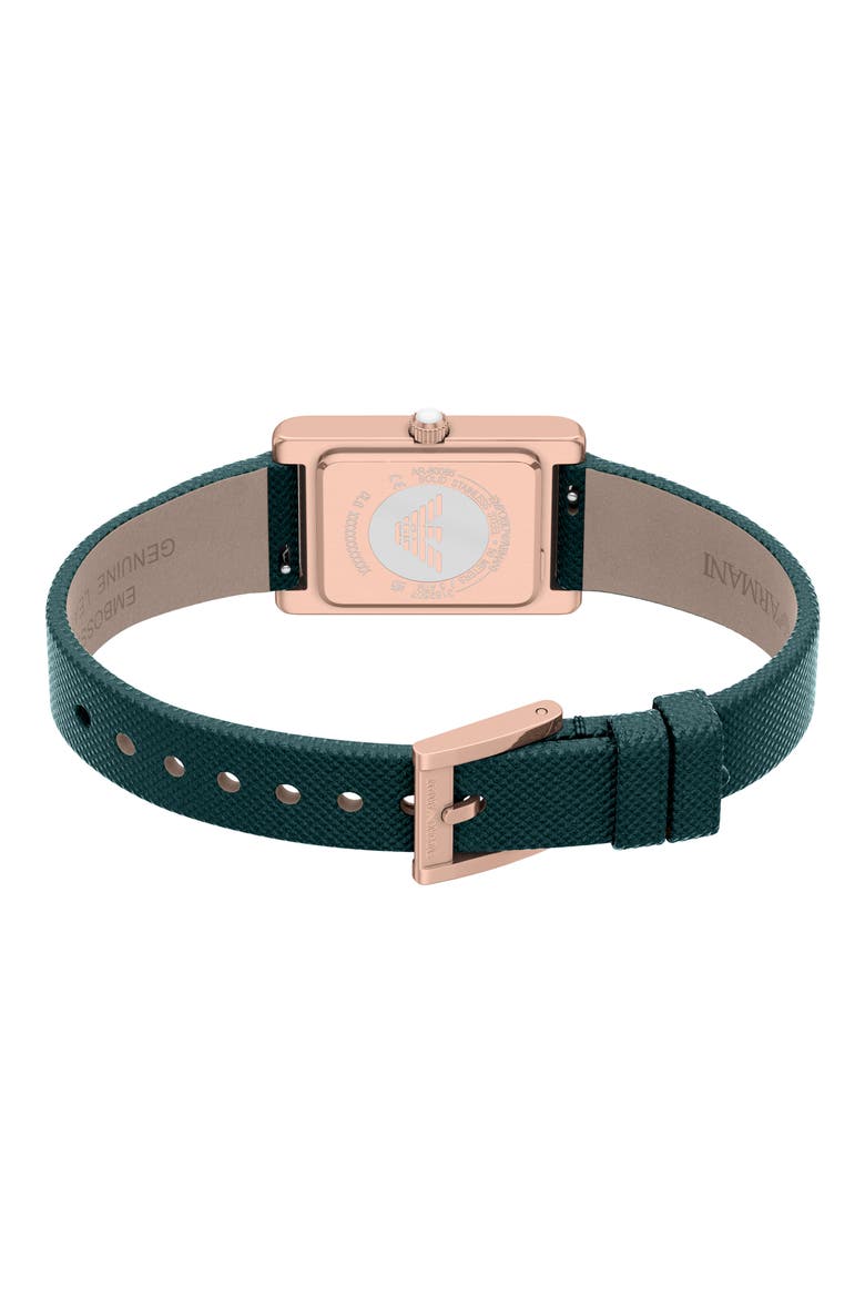 Mother-of-Pearl Tank Leather Strap Watch Set, 22.5mm x 32mm, Alternate, color, GREEN