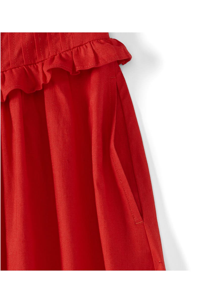 Lands' End Linen Blend Pintuck Tank Midi Dress, Alternate, color, Coral Red