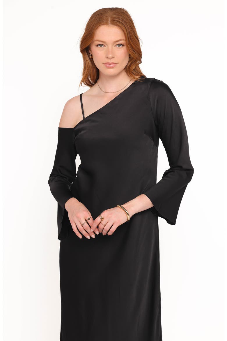 Lindra One-Shoulder Long Sleeve Maxi Dress, Alternate, color, BLACK