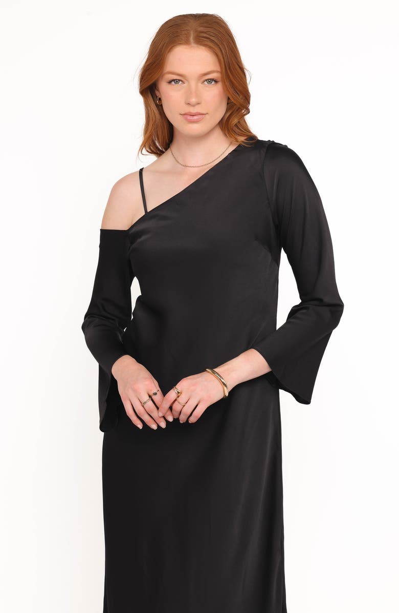 Petal & Pup Lindra One-Shoulder Long Sleeve Maxi Dress, Alternate, color, Black
