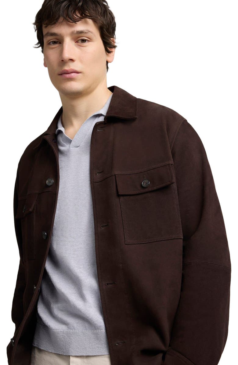 Onia Suede Traveler Jacket, Alternate, color, Chocolate