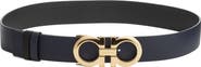 FERRAGAMO Reversible Gancini Calfskin Leather Belt