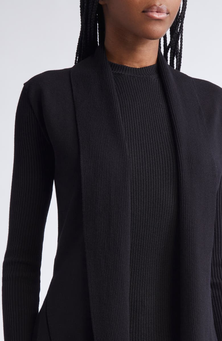 Rick Owens Open Front Rib Cardigan, Alternate, color, Black