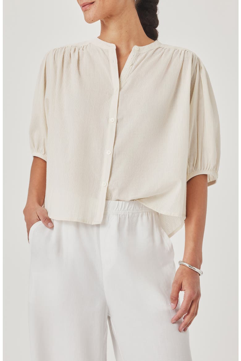 Madelyn Woven Shirt, Main, color, ANTIQUE PEARL WHITE