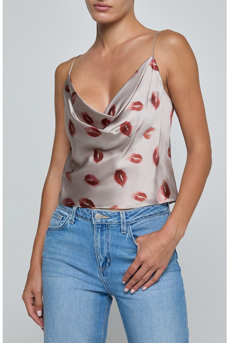 Calista Cowl Neck Camisole, Main, color, TAUPE/ DK RED FD KISS