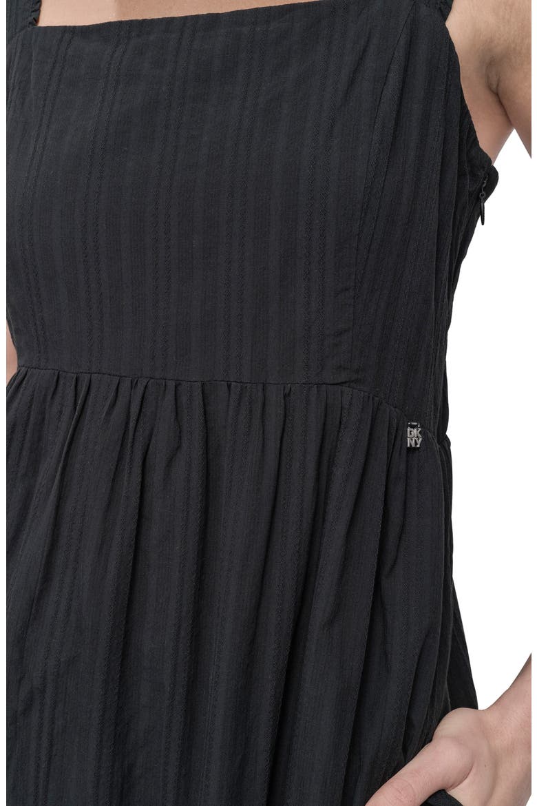 Square Neck Tiered Cotton Maxi Dress, Alternate, color, BLACK