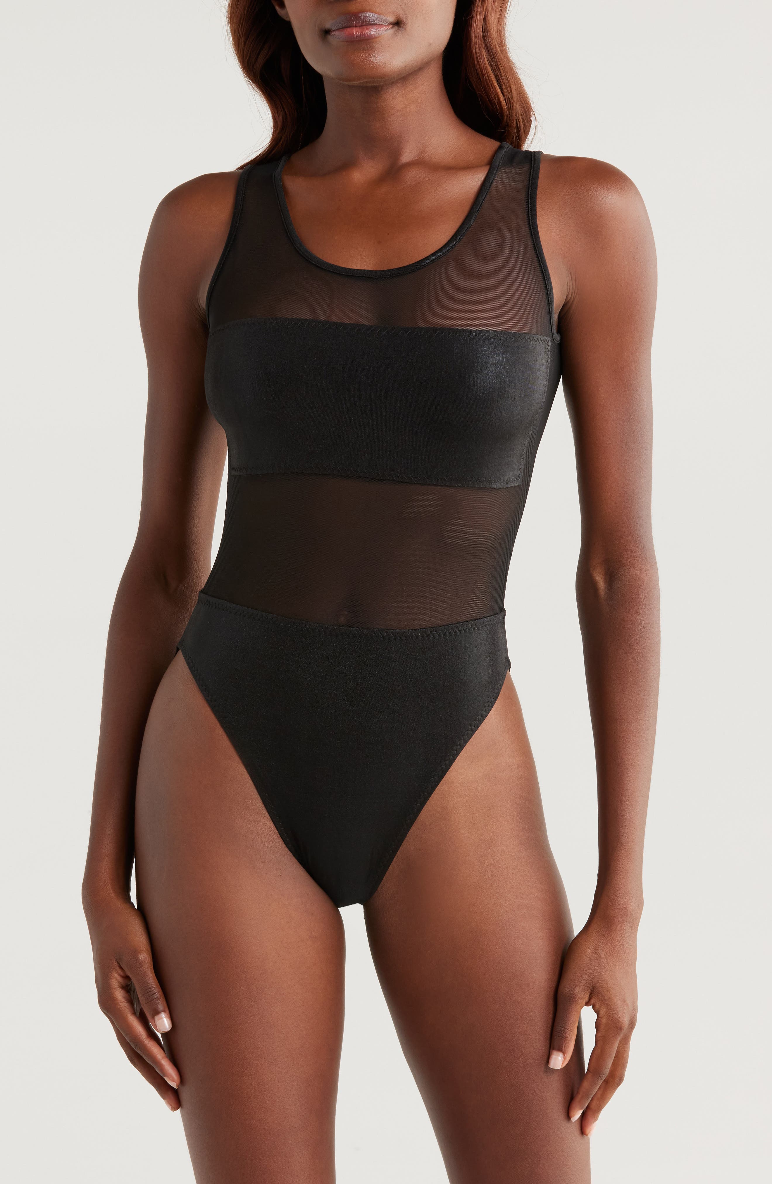 Norma Kamali Dash Dash Mesh Inset One-Piece Swimsuit