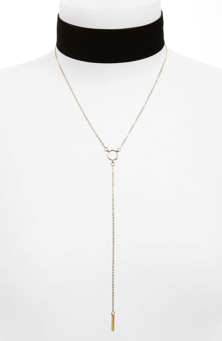 BP. Velvet Choker & Lariat Necklace, Main, color, 