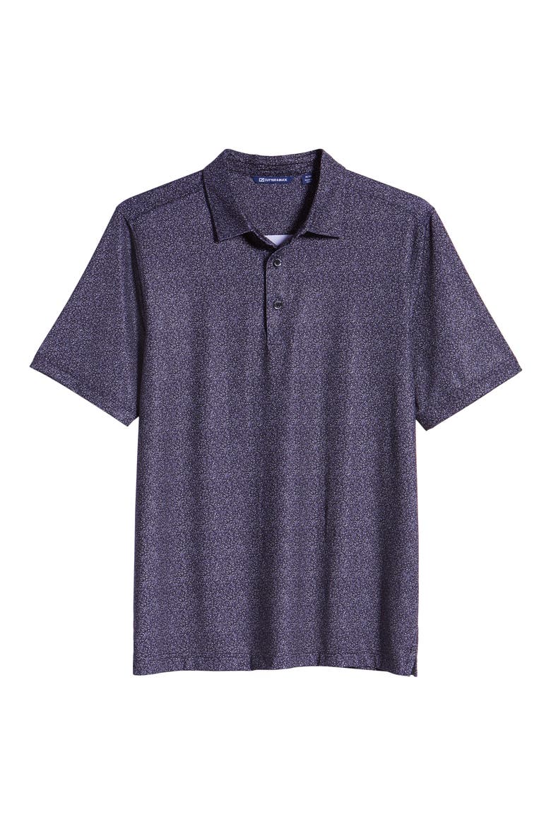 Pike Micro Floral Print Polo, Alternate, color, BLACK