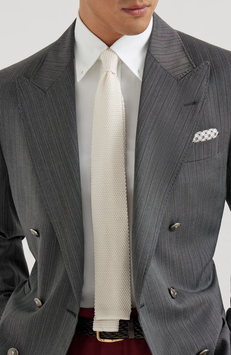 Brunello Cucinelli Knit necktie, Alternate, color, White