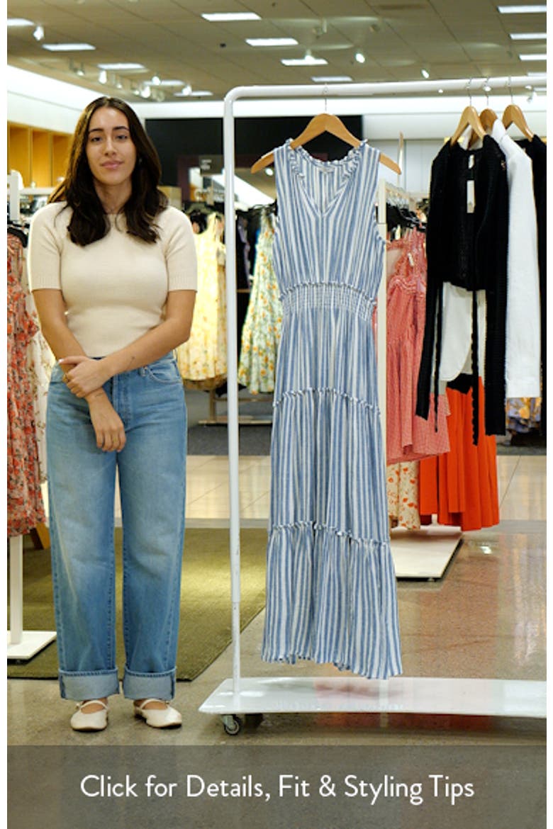 Loulou Stripe Sleeveless Linen Blend Maxi Dress video