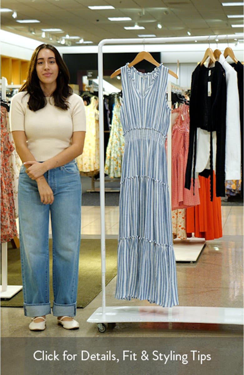 Loulou Stripe Sleeveless Linen Blend Maxi Dress, sales video thumbnail