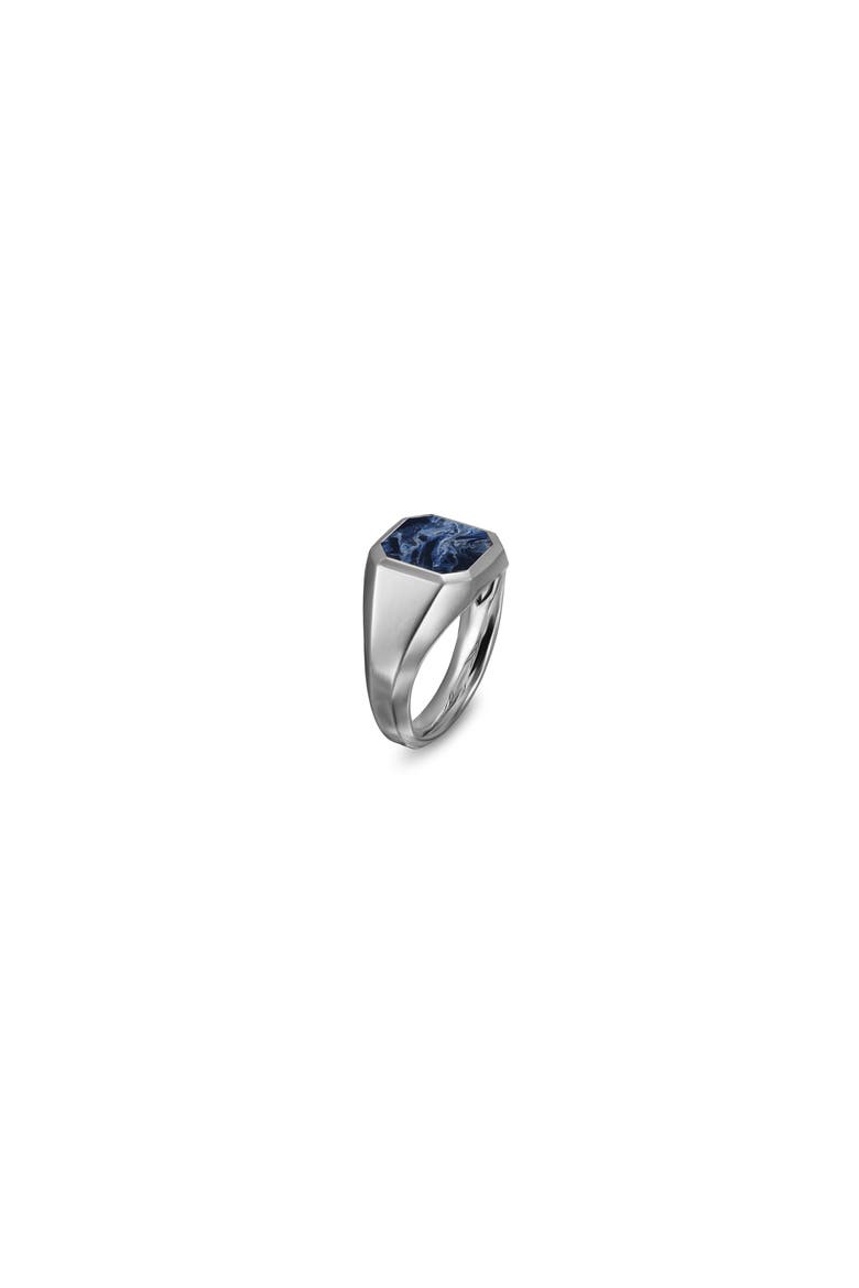 Men's Streamline® Inlay Signet Ring in Sterling Silver with Pietersite, 14mm, Alternate, color, SILVER