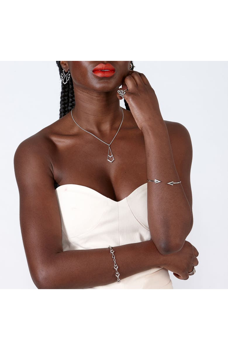 Lucy Quartermaine Twist Art Deco Bangle, Alternate, color, Sterling Silver