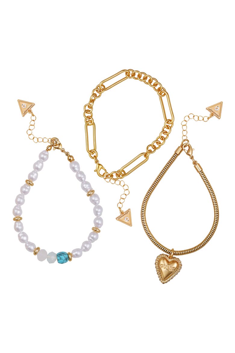 Set of 3 Charm Bracelets, Main, color, GOLD TONE