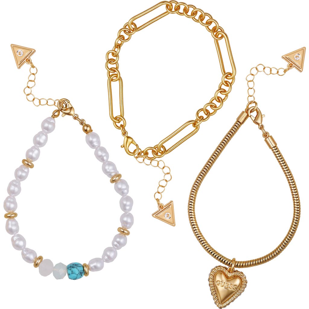 Guess Set Of 3 Charm Bracelets In Gold