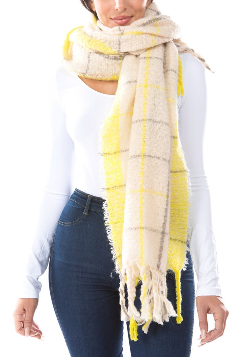 Color Pop Plaid Scarf, Main, color, YELLOW