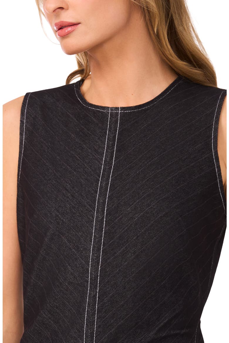 Pinstripe Sleeveless A-Line Dress, Alternate, color, CHARCOAL